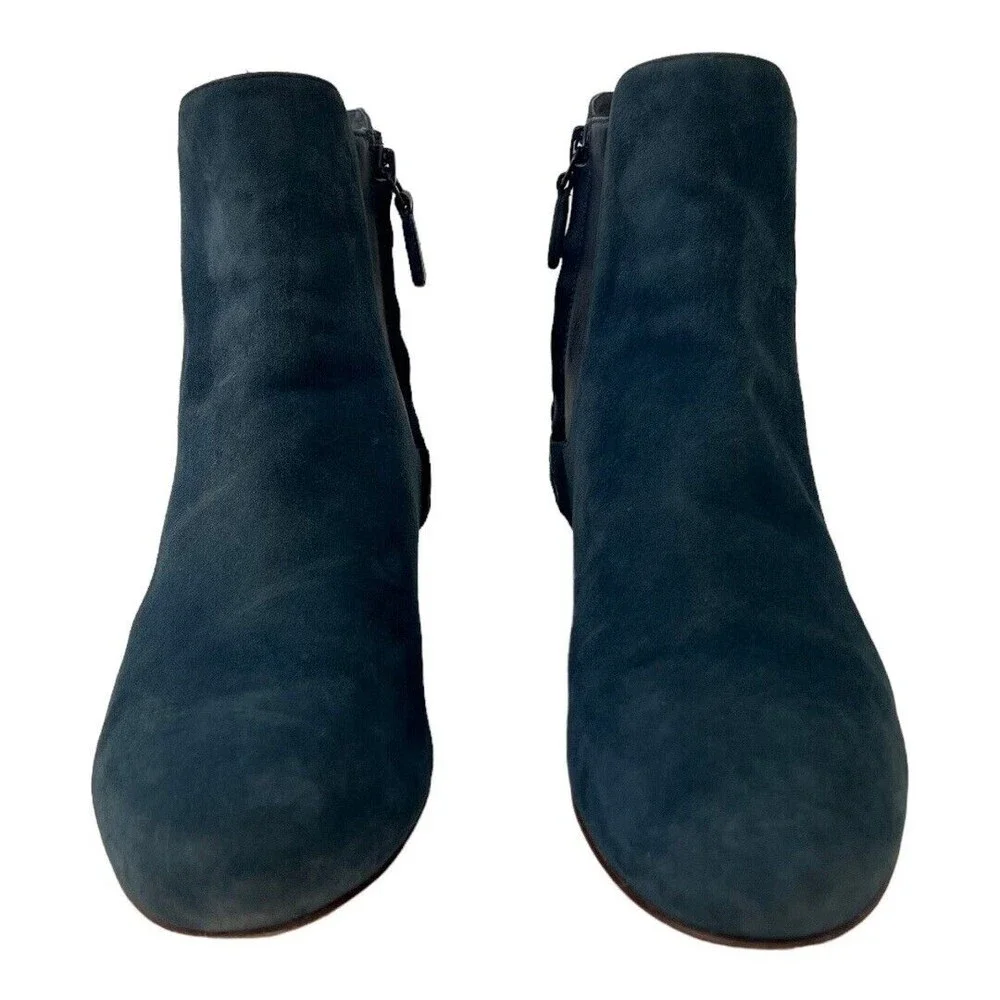 Cole Haan Womens Size 6 Hidden Wedge Blue Suede Ankle Boots - Picture 2 of 6